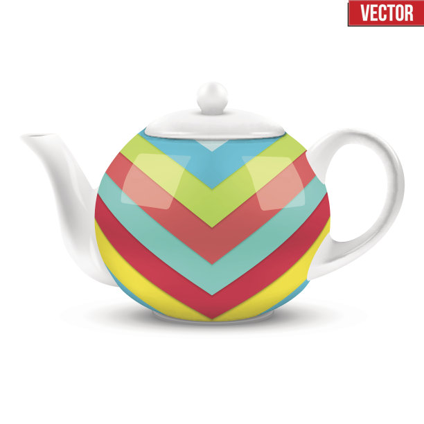 材质设计的白色陶瓷茶壶。图片下载