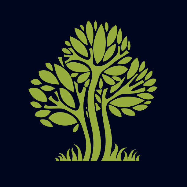 艺术风格化的自然设计符号，树的插画图片下载