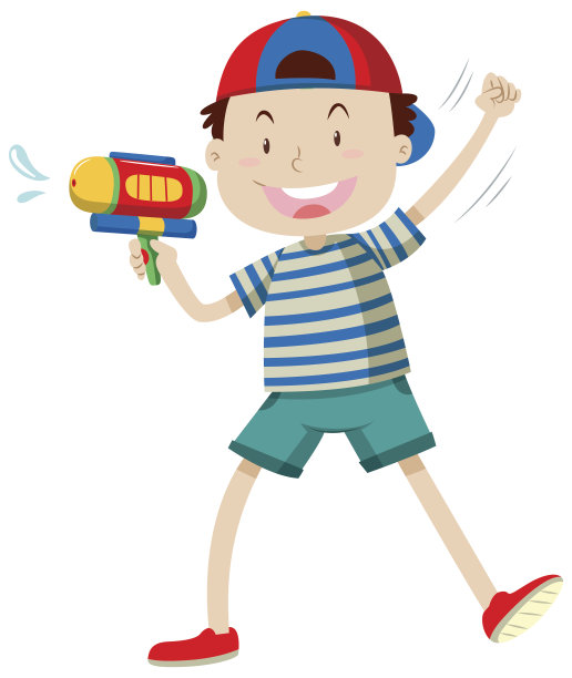 男孩拿着水枪图片下载