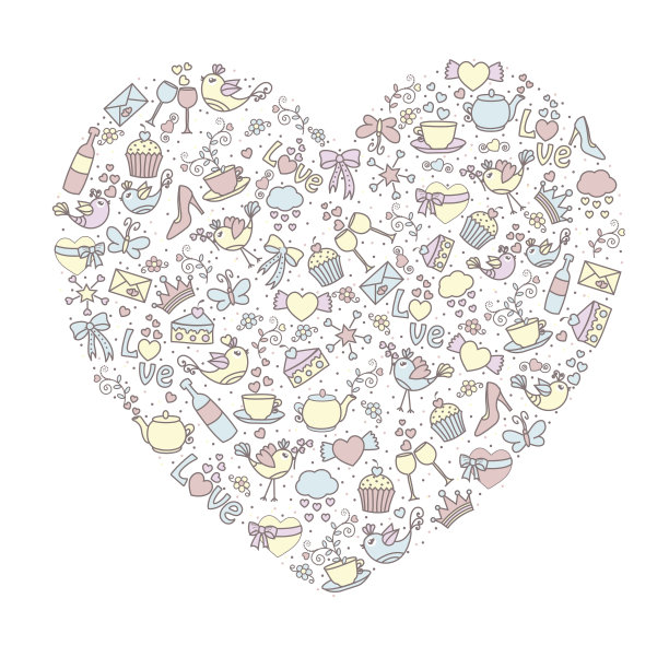 美丽的心来自不同的物体图片下载