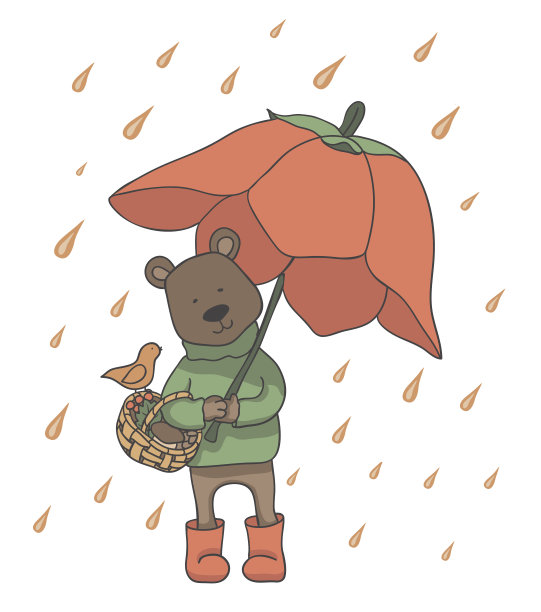 熊在雨中行走图片下载