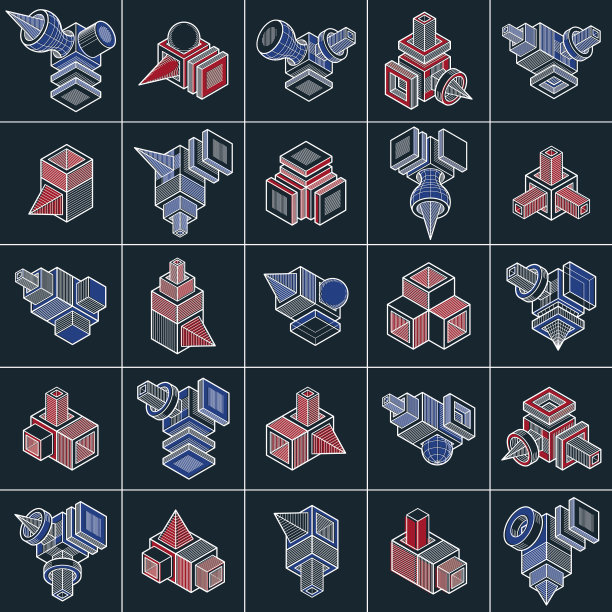 抽象三维图形集，矢量设计。图片下载