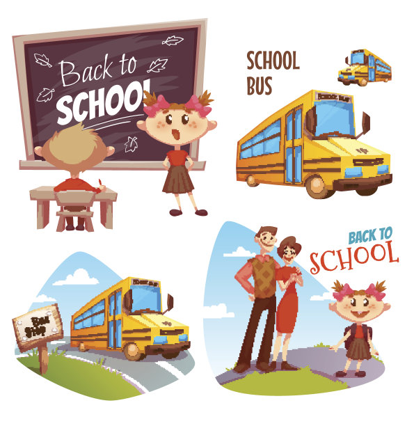 回到学校设置横幅。矢量图图片下载