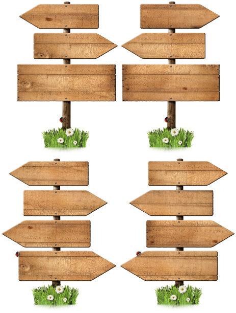 一套方向木制标志与杆图片下载