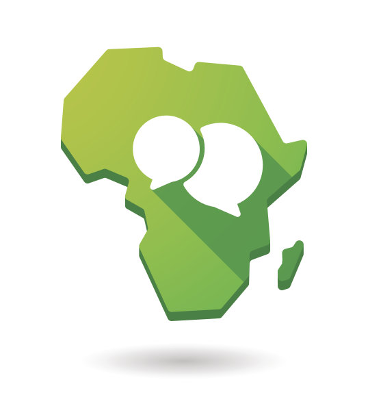 非洲大陆地图图标与漫画气球图片下载