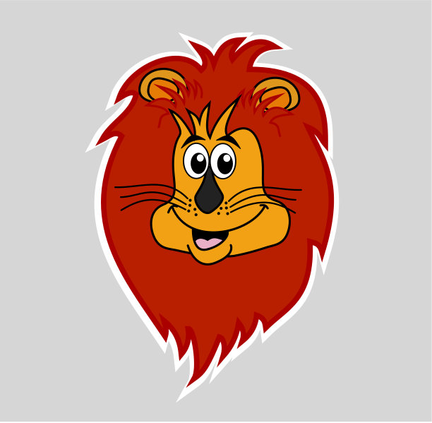 灰色背景上的狮子在微笑图片下载