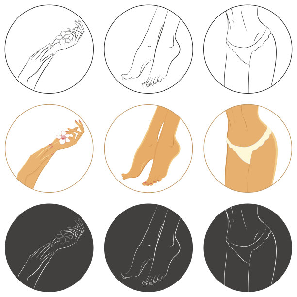 美甲、足疗和身体护理的概念。图标集。图片下载