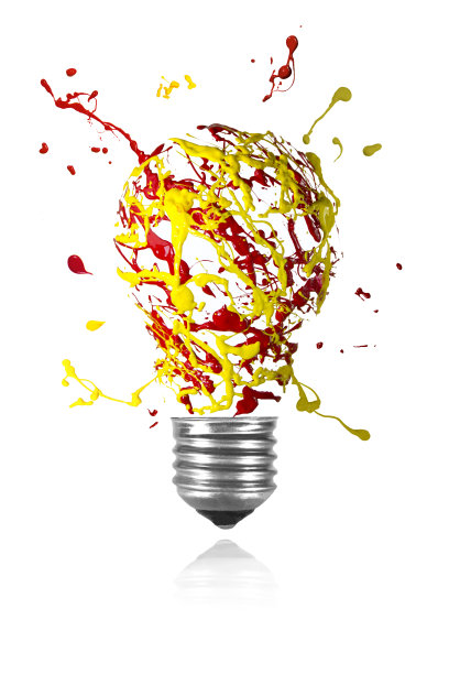 黄红色的油漆炸成了灯泡图片下载