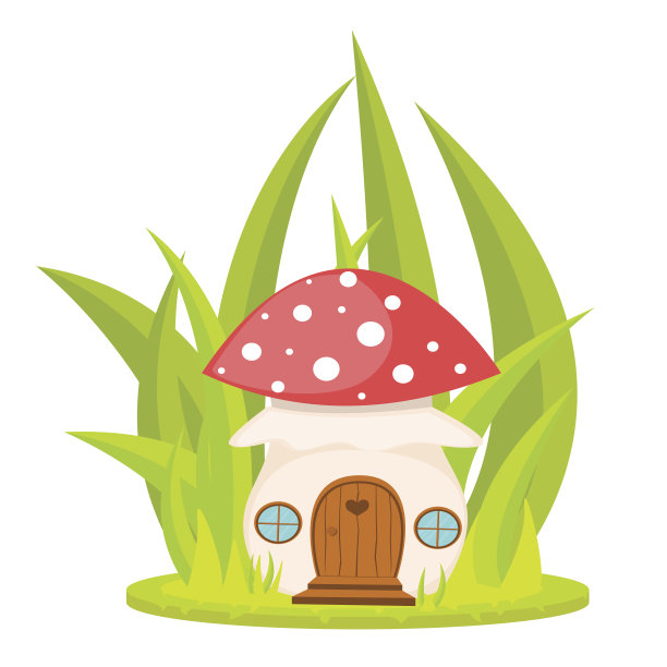 蘑菇屋卡通矢量插图图片下载