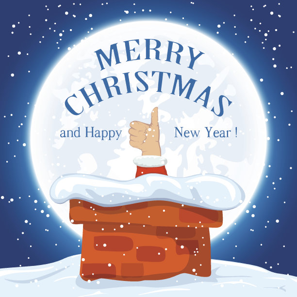 圣诞老人在烟囱里竖起大拇指图片下载