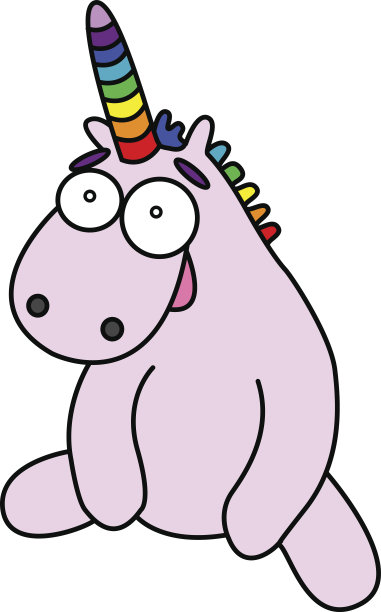 粉色卡通独角兽座椅。彩虹角和鬃毛。矢量图图片下载