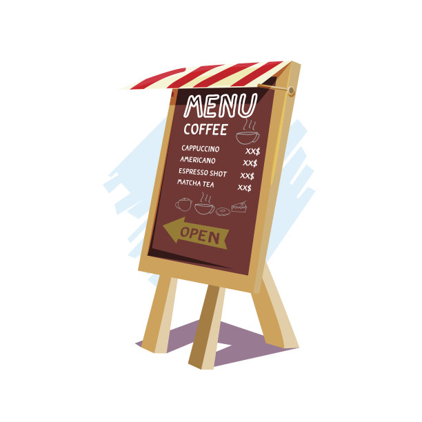 黑板上立着一个带有商店屋顶的标志。咖啡和烘焙风格图片下载
