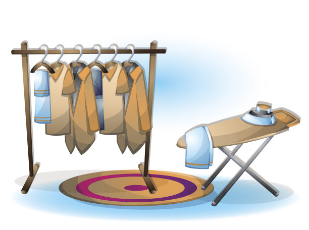 卡通矢量插图室内服装房间与分层图片下载