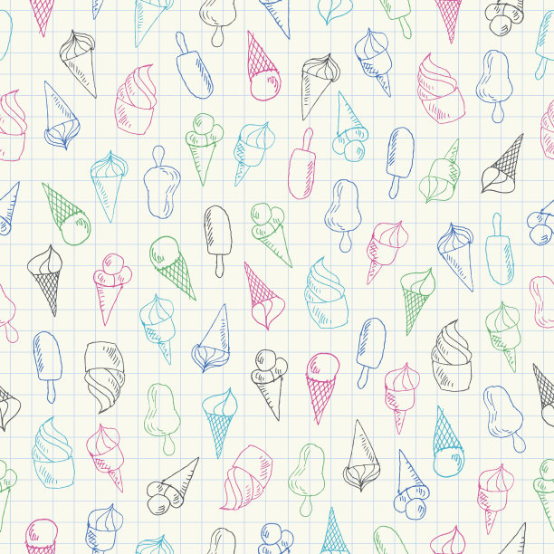 冰淇淋涂鸦无缝图案图片下载