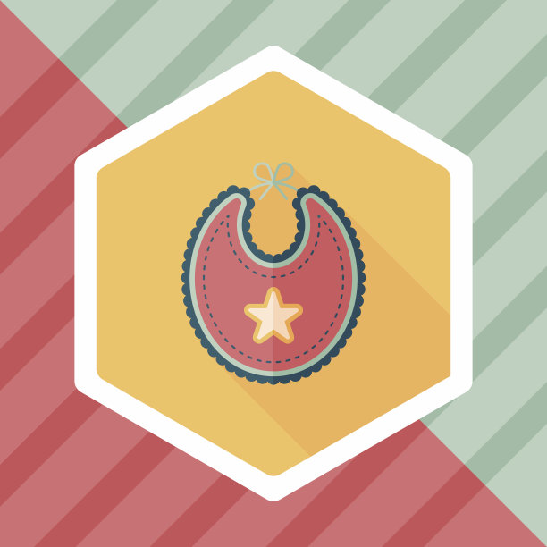 婴儿围嘴扁平图标与长影子，EPS 10图片下载