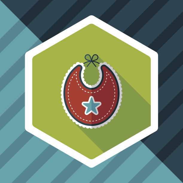 婴儿围嘴扁平图标与长影子，EPS 10图片下载