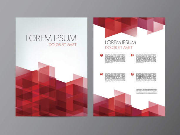 矢量传单，红色宣传册抽象设计2面，背景，封面图片下载