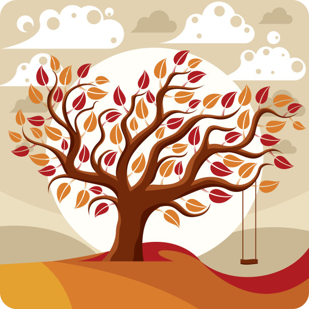 矢枝树随云雾荡漾在美丽的秋景上图片下载