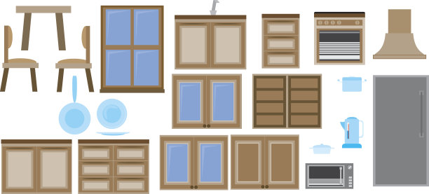 厨房内部矢量插图设置图片下载