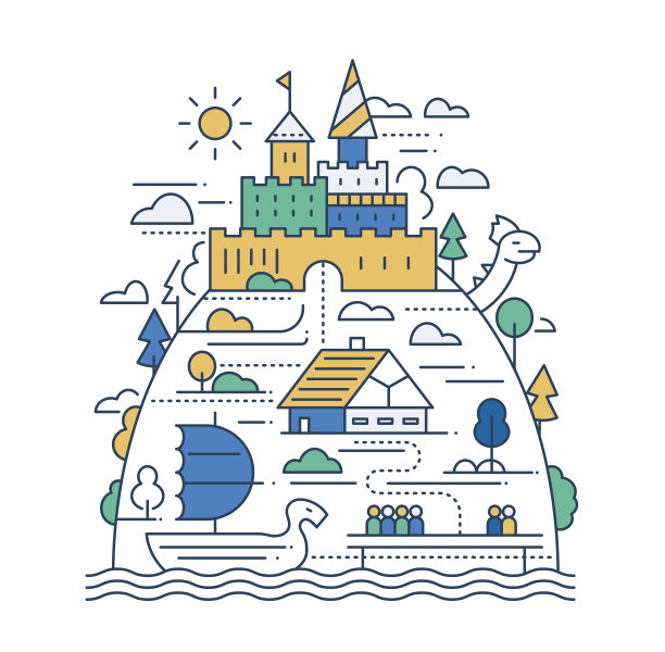 古城生命线设计构图图片下载