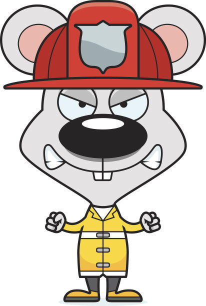 卡通愤怒的消防员老鼠图片下载