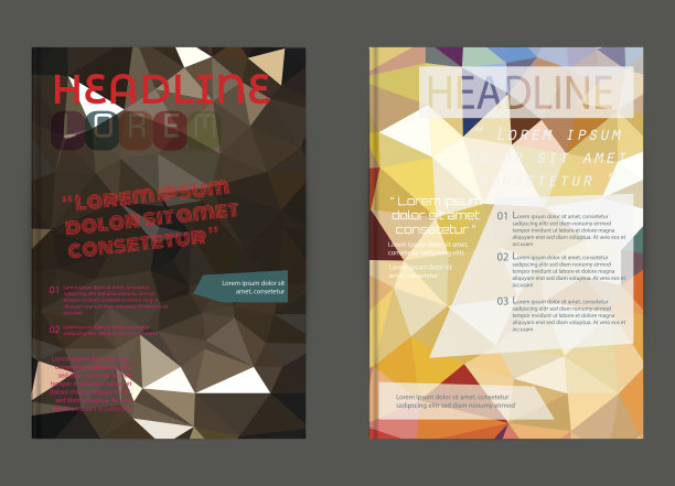 传单，宣传册设计模板。抽象几何三角素材图片