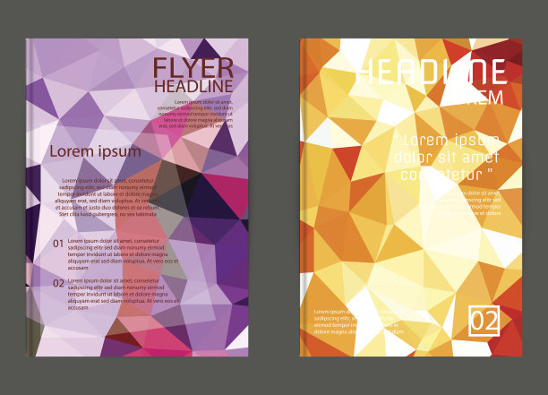 传单，宣传册设计模板。抽象几何三角素材图片