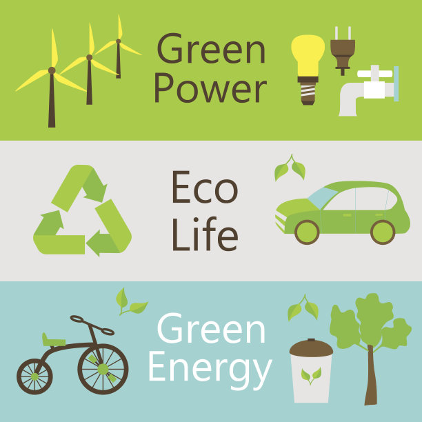 生态动力物体彩色网络横幅设置图片下载