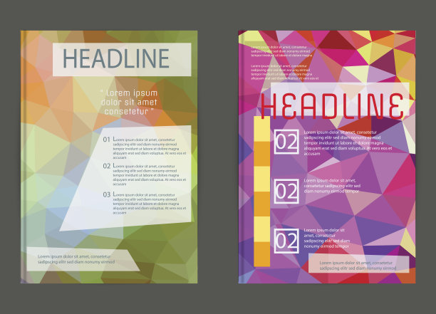 传单，宣传册设计模板。抽象几何三角素材图片