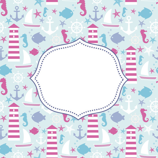 可爱的向量的名片。海军矢量无缝海图图片下载