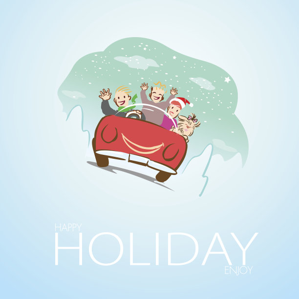 家庭和狗的旅行与汽车在假日图片下载