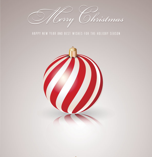 圣诞贺卡，红玻璃球。矢量图图片下载