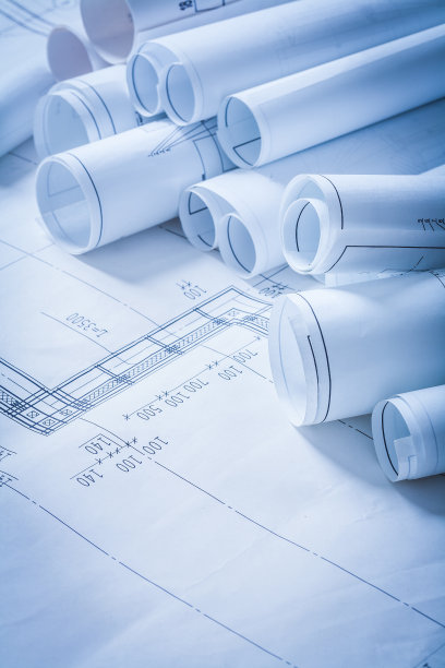 一套工程蓝图，建筑和建筑概念图片下载