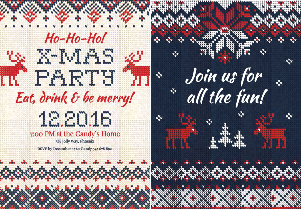 参加圣诞晚会的邀请。正面和背面图片下载
