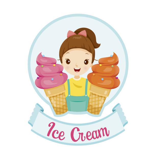 有冰淇淋商标和标签的女孩图片下载