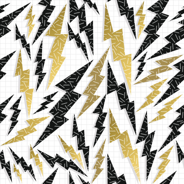 复古80年代90年代雷电射线图案金花式图片下载