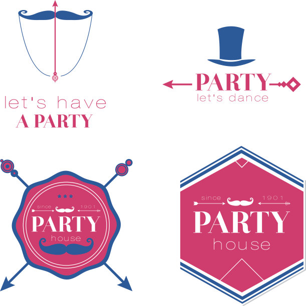 复古派对元素的矢量设计图片下载