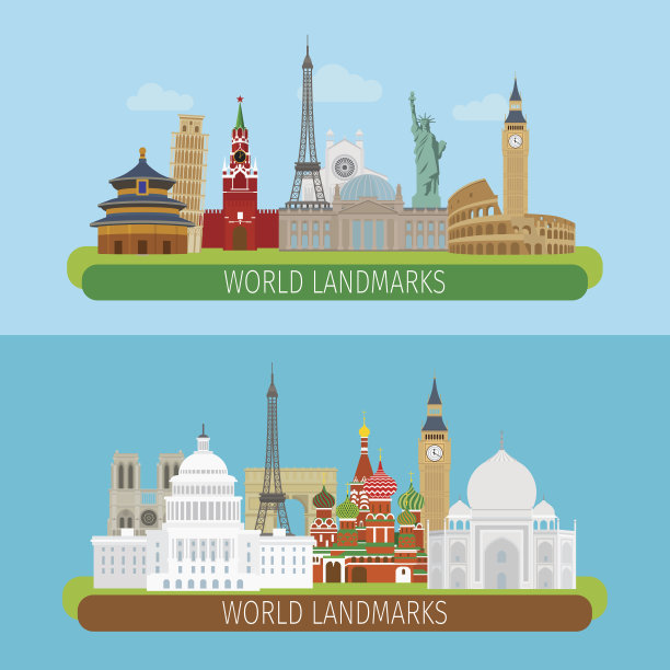 世界地标横幅图片下载