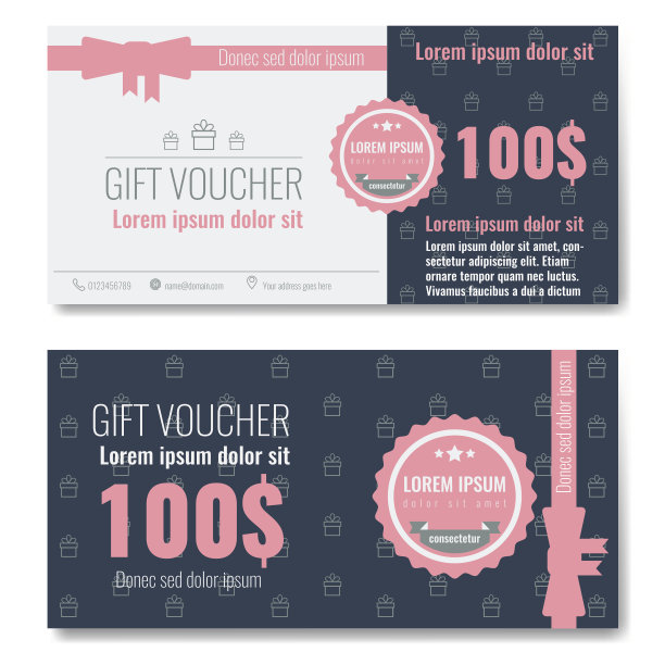 礼品券模板设计具有新潮、现代的轮廓图案图片下载