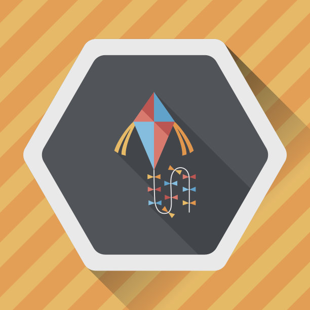 风筝平图标与长影子，eps10图片下载