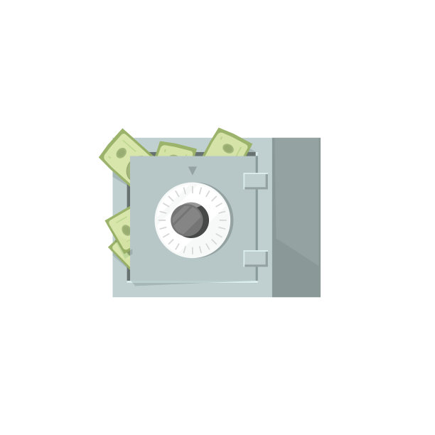 保险箱带有金钱矢量图标，保护现金的想法图片下载