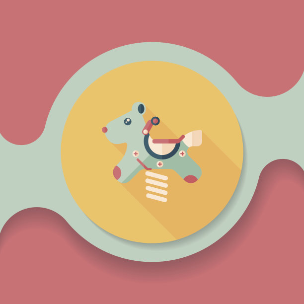 操场玩具马的图标与长影子图片下载