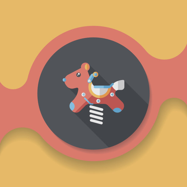 游乐场玩具马的图标与长影子，eps10图片下载