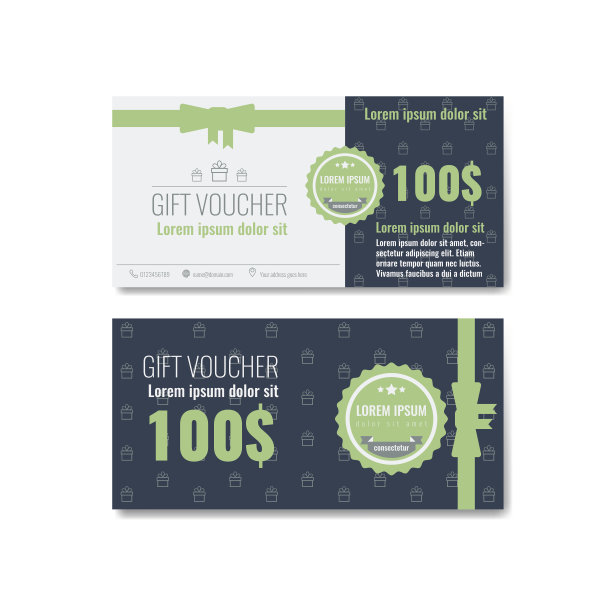 礼品券模板设计具有新潮、现代的轮廓图案素材图片