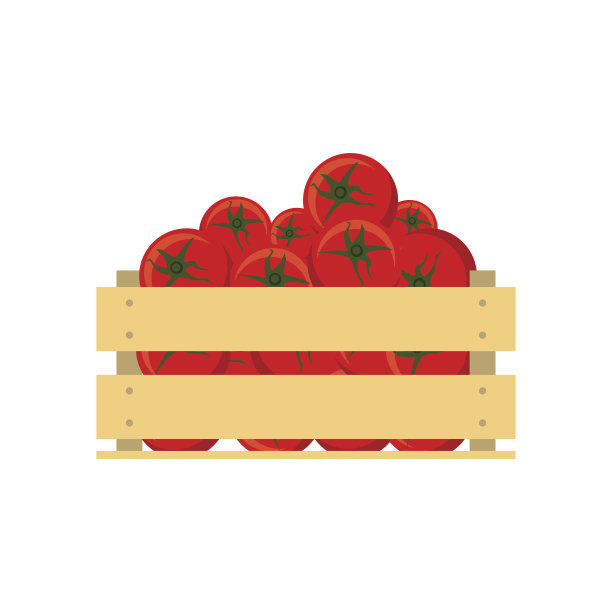 新鲜的西红柿在木箱孤立的白色背景。平图片下载