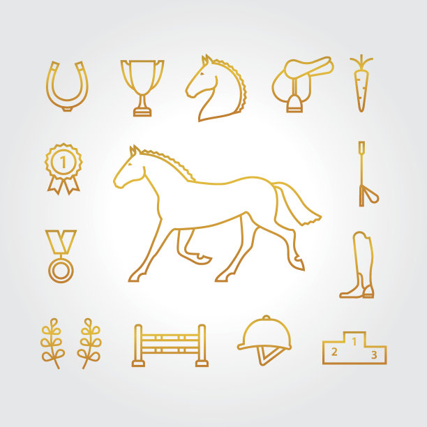 马具图标设金细线图片下载