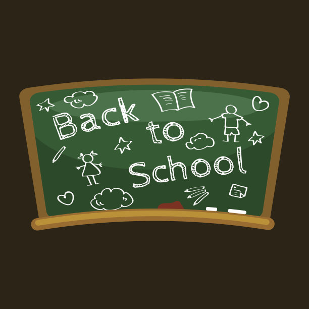 回到学校背景，黑板为概念横幅或卡片素材图片