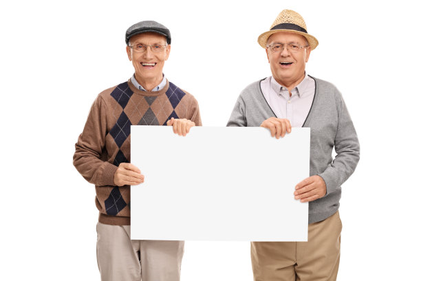 两个拿着招牌的老绅士图片下载