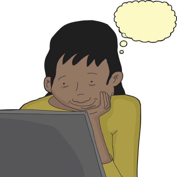 孤立思考的女性与笔记本电脑图片下载