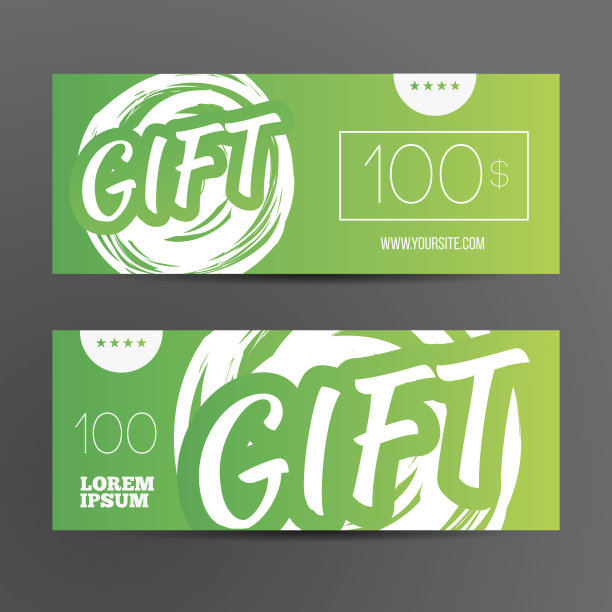 礼品券模板集。两张礼品卡设计。图片下载